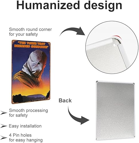 Miniatura 3 de Letrero de metal con texto en inglés The Town That Dreaded Sundown (La ciudad que temía el atardecer) de metal para decoración de pared para sala de