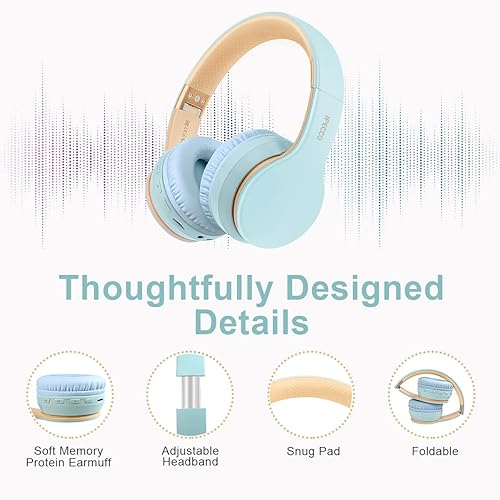 Miniatura 6 de IFECCO - Auriculares inalámbricos Bluetooth sobre la oreja con micrófono integrado y cable de 0.138 in para modo de auriculares con cable con