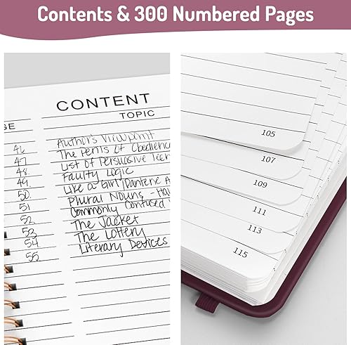 Vista 131 de Forvencer Cuaderno rayado en espiral con 300 páginas numeradas, diarios gruesos A5 para escribir con papel de 3.53 oz/m², cuadernos de tapa dura