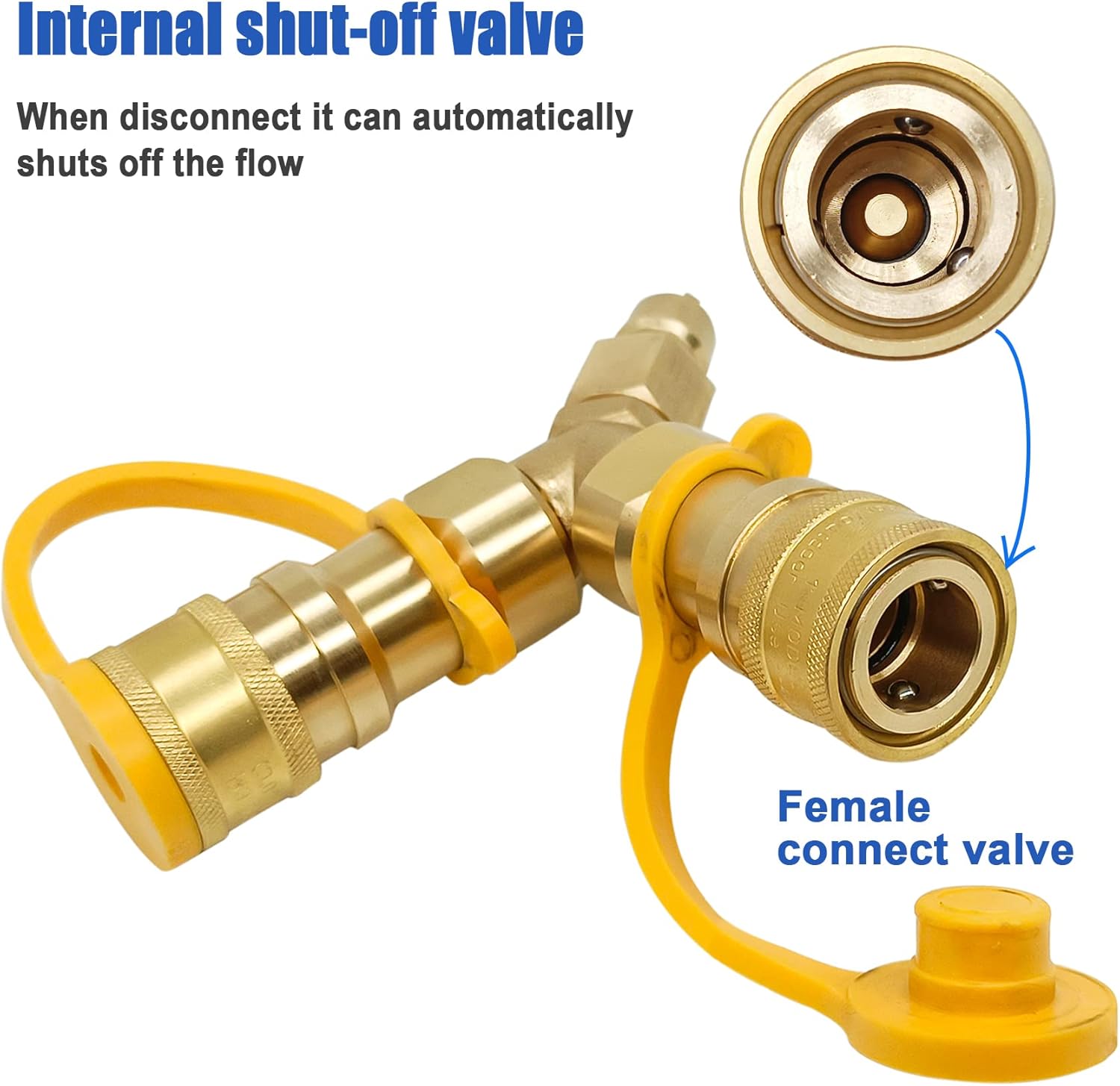 3/8 in Natural Gas Y Splitter, Low Pressure Propane NAT Gas Quick Connect/Disconnect Separator Adapter for Weber Grill, Pizza Oven, Patio Heater/Fire Pit, RV, Generator