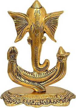 Wonder Care | Ganesha Statue Sculpted in Great Detail in Ivory Antique Finish - Ganesh Idol for Car | Home Decor | Mandir | Gift | Hindu God Idol