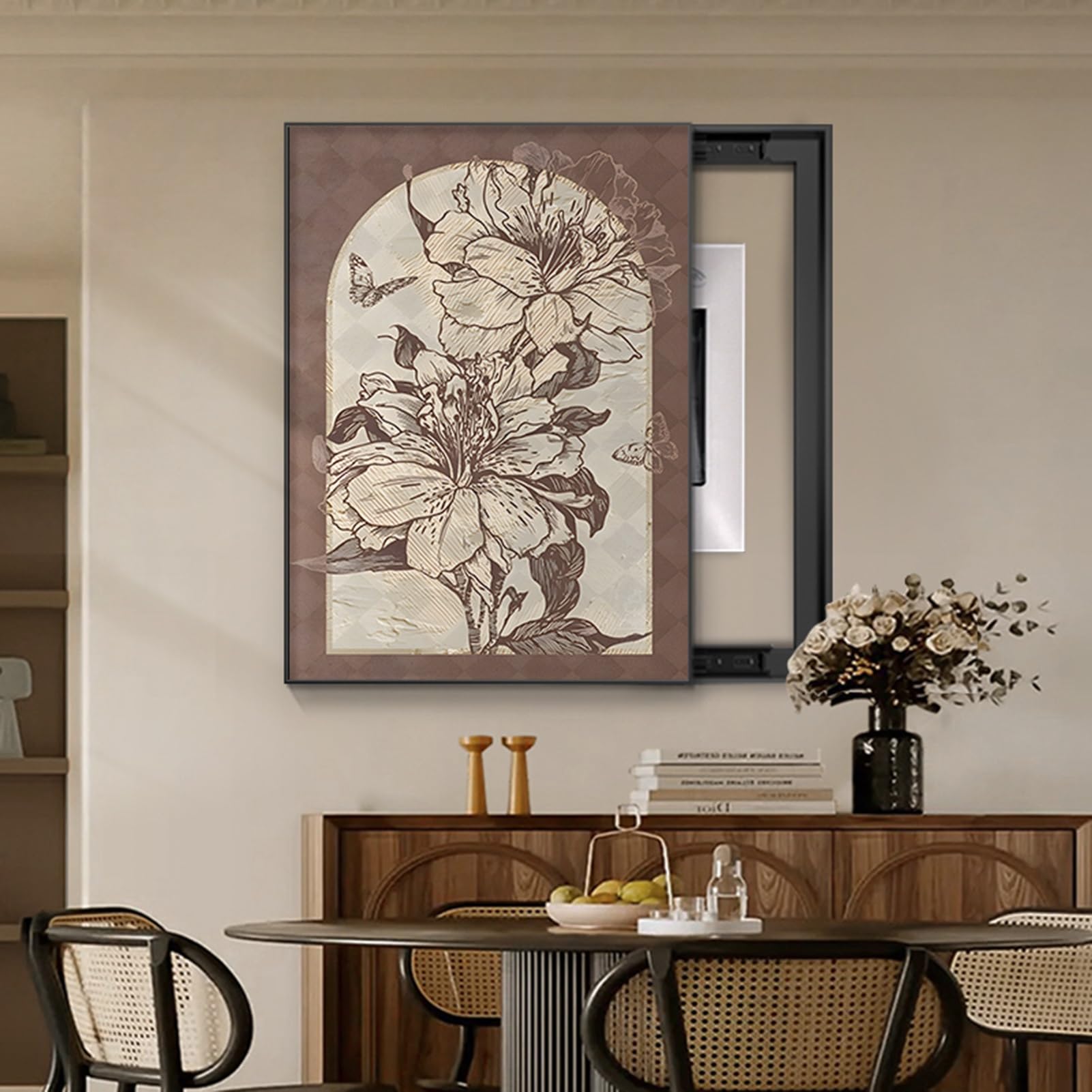 Dekorative Sicherungskasten Abdeckung, Kreativität Zählerkasten Dekoration, Verbirgt den Verteilerkasten perfekt und Macht die Wand schön und aufgeräumt(Black 4,45 * 55cm/17.7 * 21.6in)