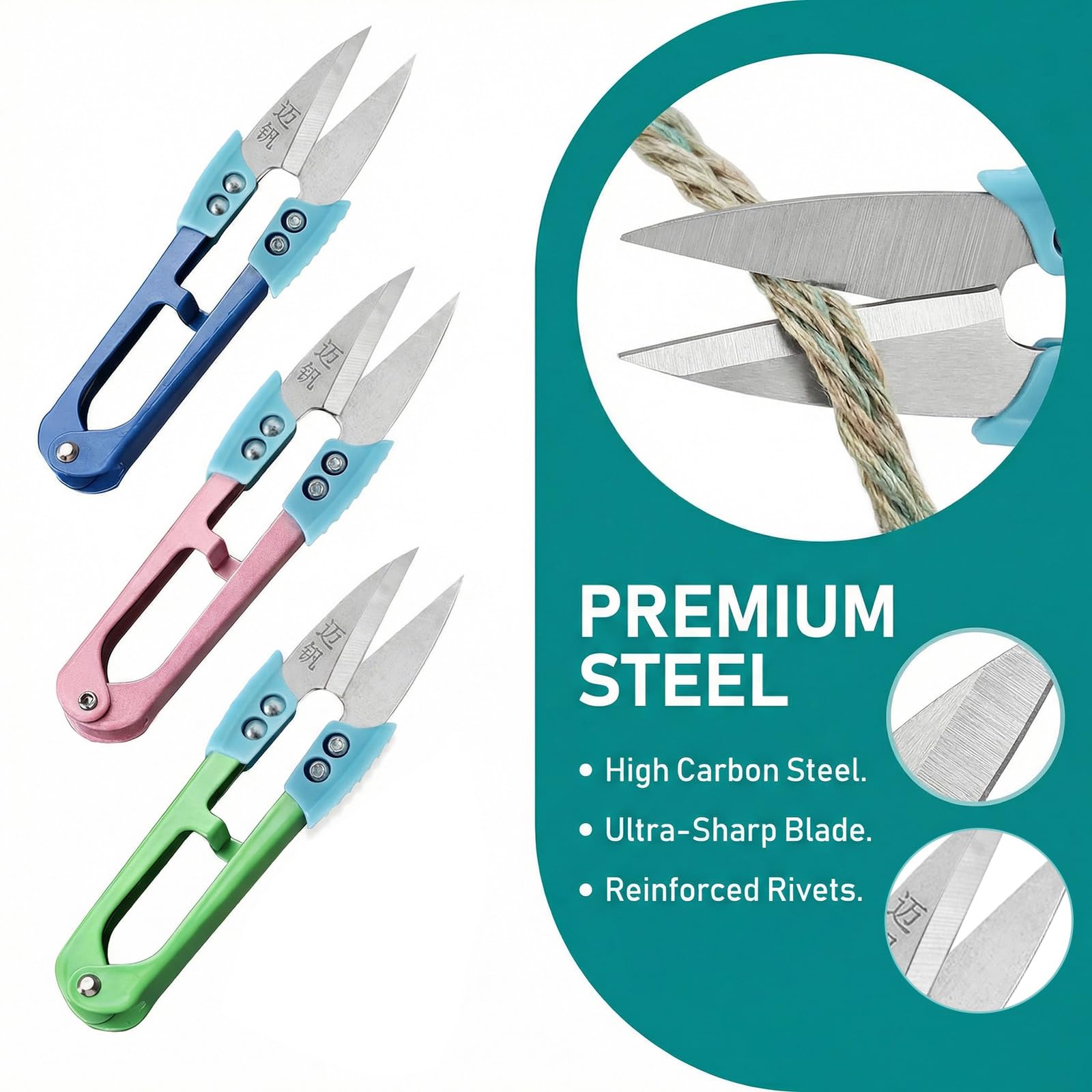 UPEOXT 3 Pack Sewing Scissors Thread Snips, Small Fabric Cutter with Cover, Mini Yarn Shears for Embroidery Knitting Crochet, Sewing Supplies, Crafting Supplies, Sharp Trimming Accessories, 4.25 Inch - 3
