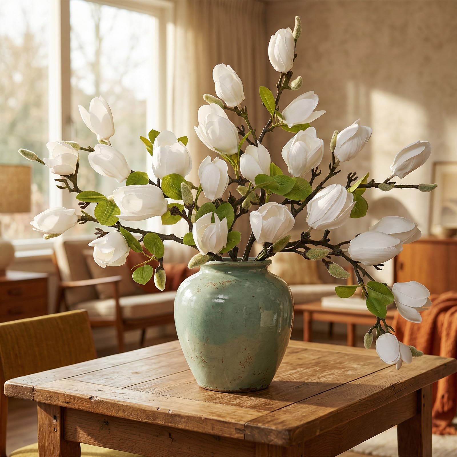 MEIVINES Kunstblumen Wie Echt 6 Stück Künstliche Magnolie