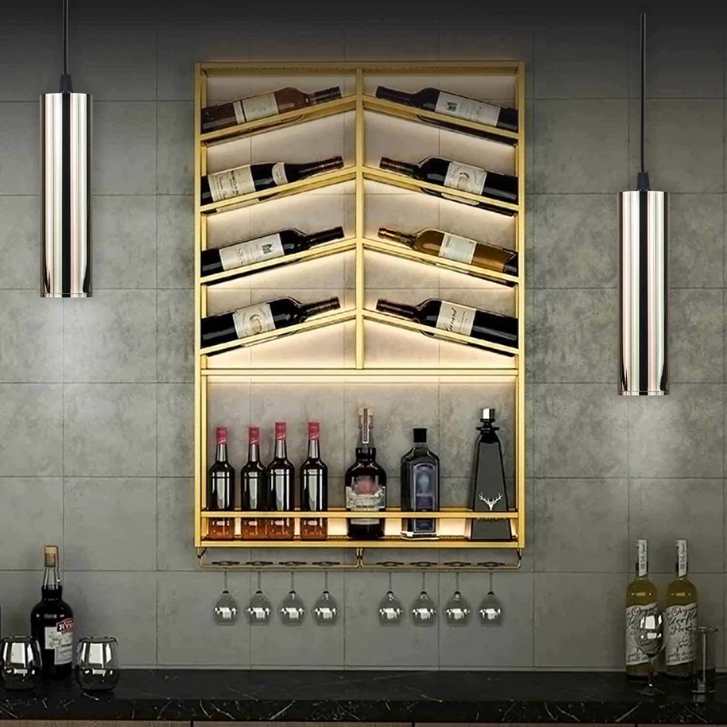 Popp® Foco Cilindro Lámpara GU10 (Bombilla No incluida) Colgante Techo Superficie Interior Moderno IP20 Ø52*200mm (Pack 5, Dorado)