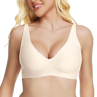 Jelly Wireless Bra Deep V Push Up Seamless T-Shirt Comfortable Plunge No Underwire Bras with Adjustable Straps Everyday Bras - Amazon product rated Grade A