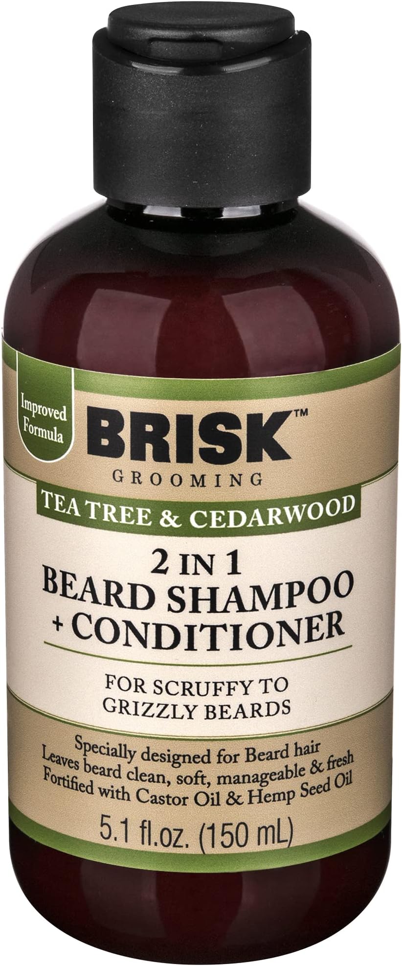 Brisk Beard Grooming Shampoo, Tea Tree & Cedarwood, 5.1 Oz