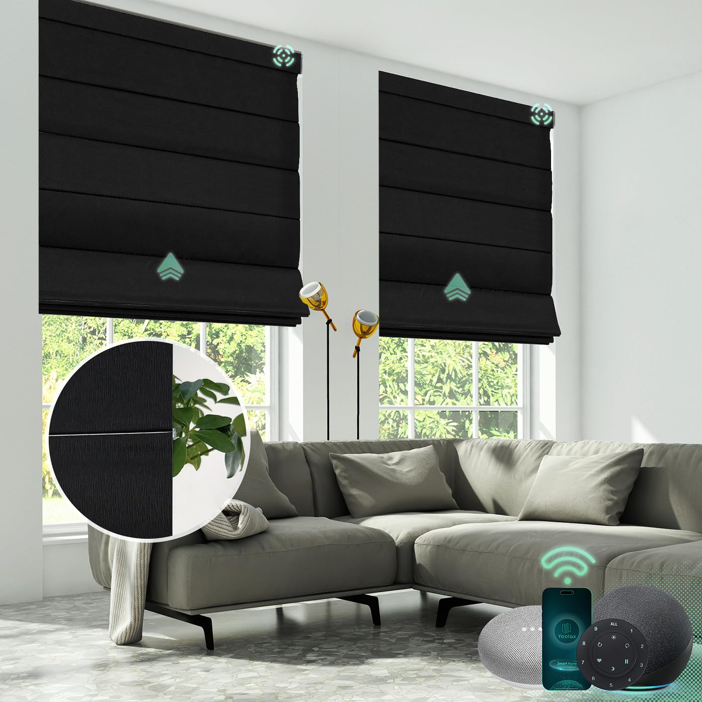 Amazon.co.jp: Yoolax 電動ローマンシェード充電式 折りたたみ式