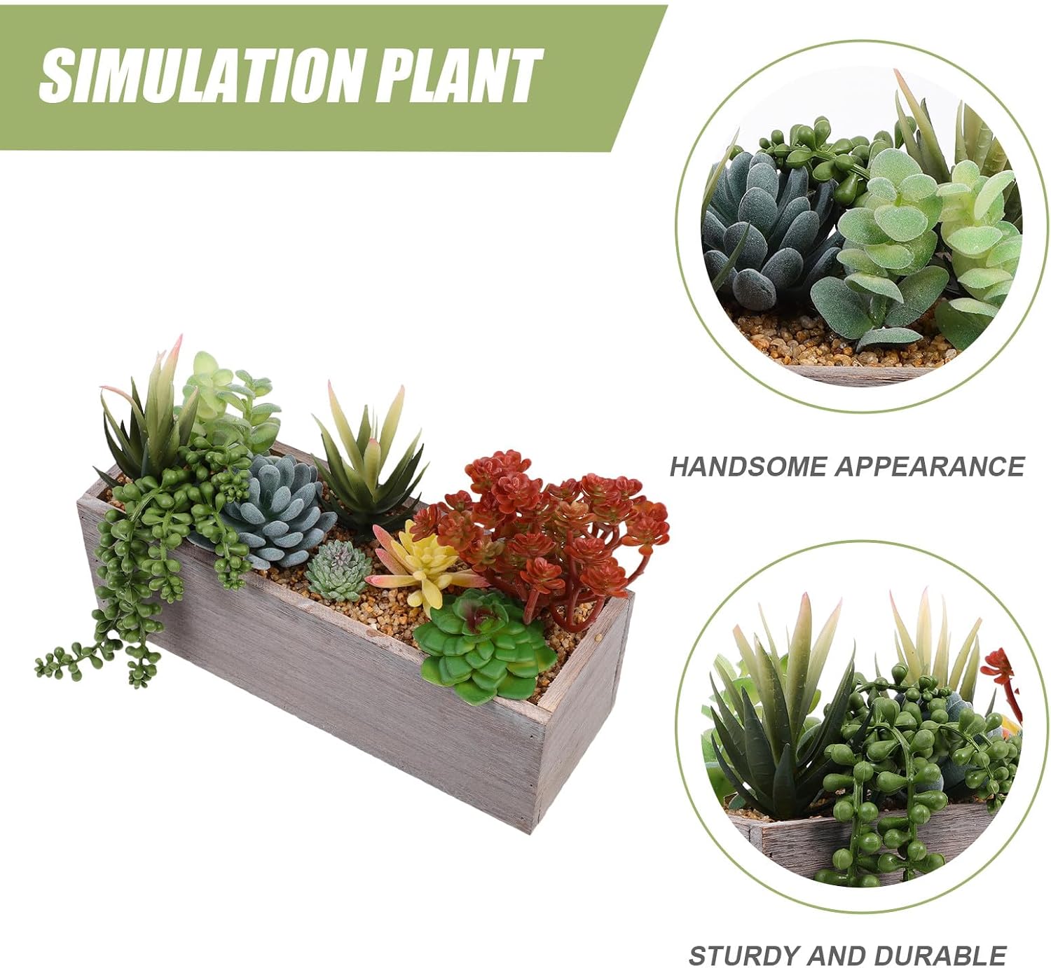 Artificial Succulent Plant Decor Small Faux Bonsai in Plastic Pot, Imitation Greenery Ornament for Home Office Desktop Decoration