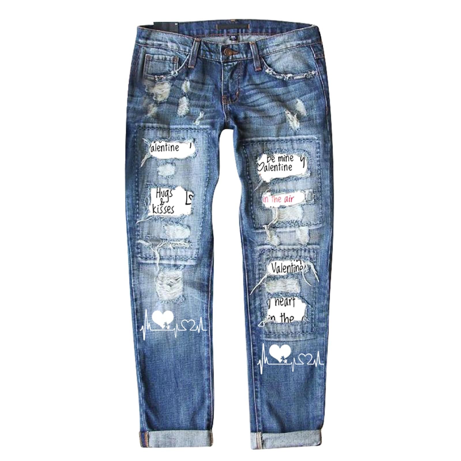 Jean Femme Taille Haute Straight Pantalon Large Elastique Flared Bootcut Extensible Vintage Décontractés Extensibles Droit Déchiré à Imprimé Tendancé pour en Denim Confortable de Coupe Moyenne