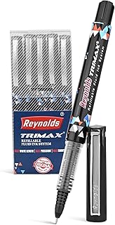 TRIMAX RollerBall Pen SET - 5 PENS BLACK | ROLLER BALL PEN FOR WRITING | PEN FOR STUDENTS & OFFICE STATIONERY | 0.5 mm TIP SIZE