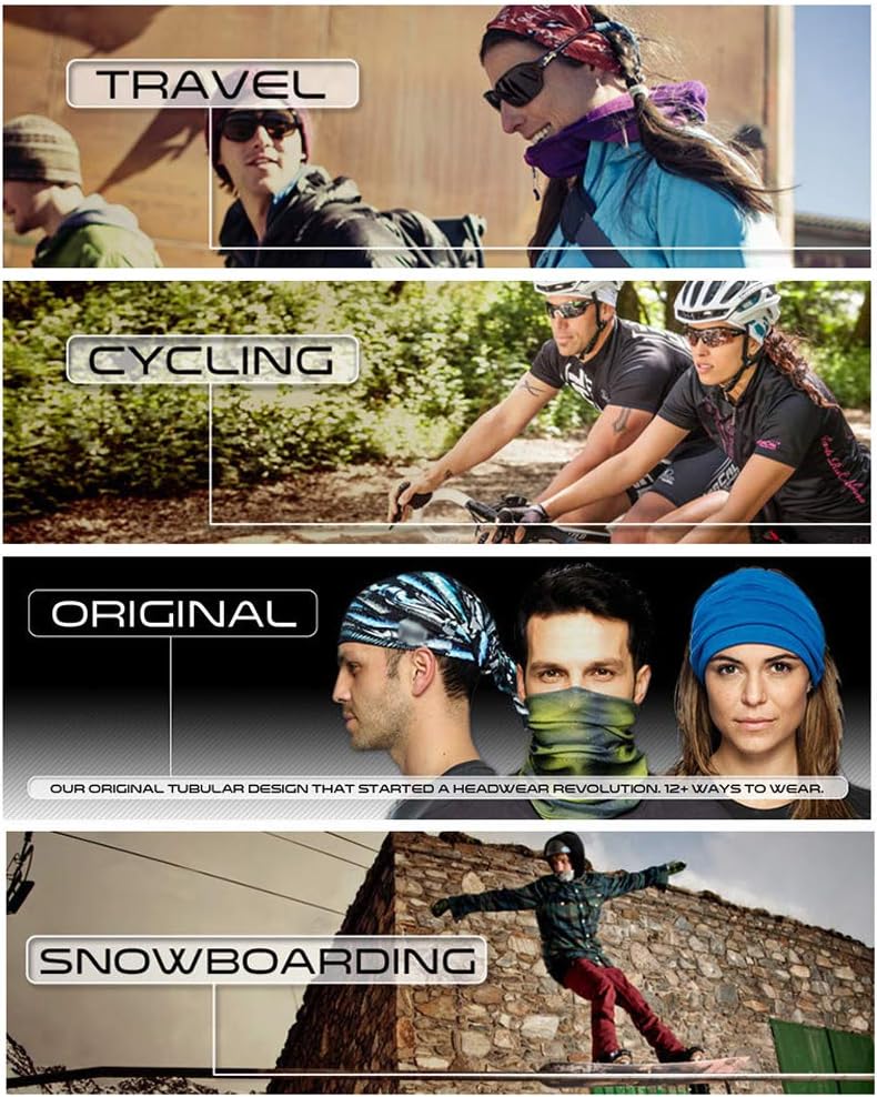 12PCS/9PCS/6PCS Headband Bandana - Face Shield Headwrap Scarf Neck Gaiter Hair Band image 3