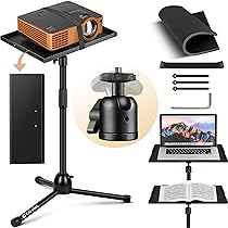 CAHAYA Supporto per Proiettore da Terra Universale: Portaproiettori con Rotazione a 360° Altezza Regolabile 90cm a 130cm Stand per Laptop PC Videoproiettore
