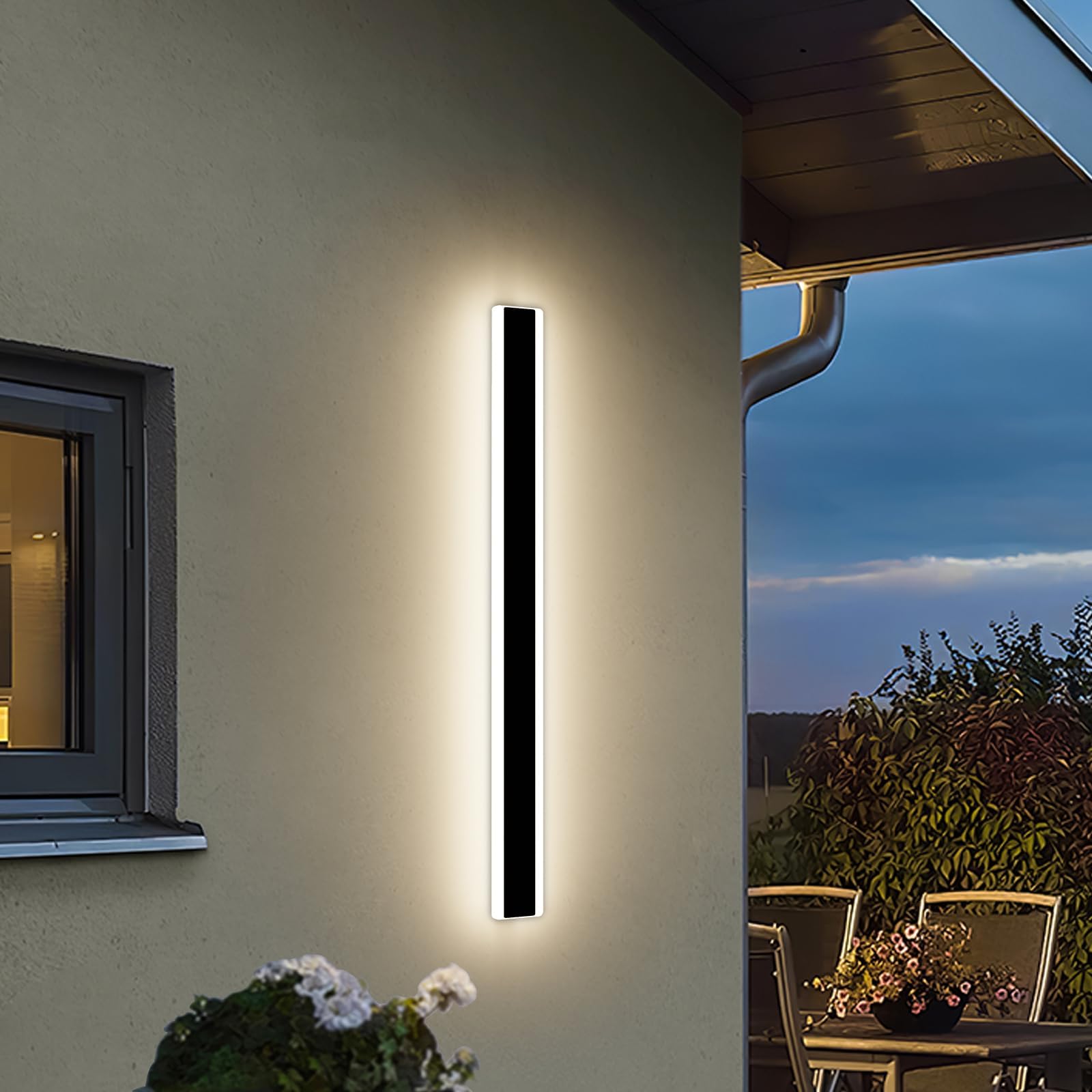 Mikeru 80CM Dimmable Outdoor Wall Light, Acrylic Wall Light IP64 Rainproof 3000K/4500K/6000K Wall-Mounted Minimalist Sconce Lights Remote Control (Without Battery) for Shop Exterior Walls — view 7