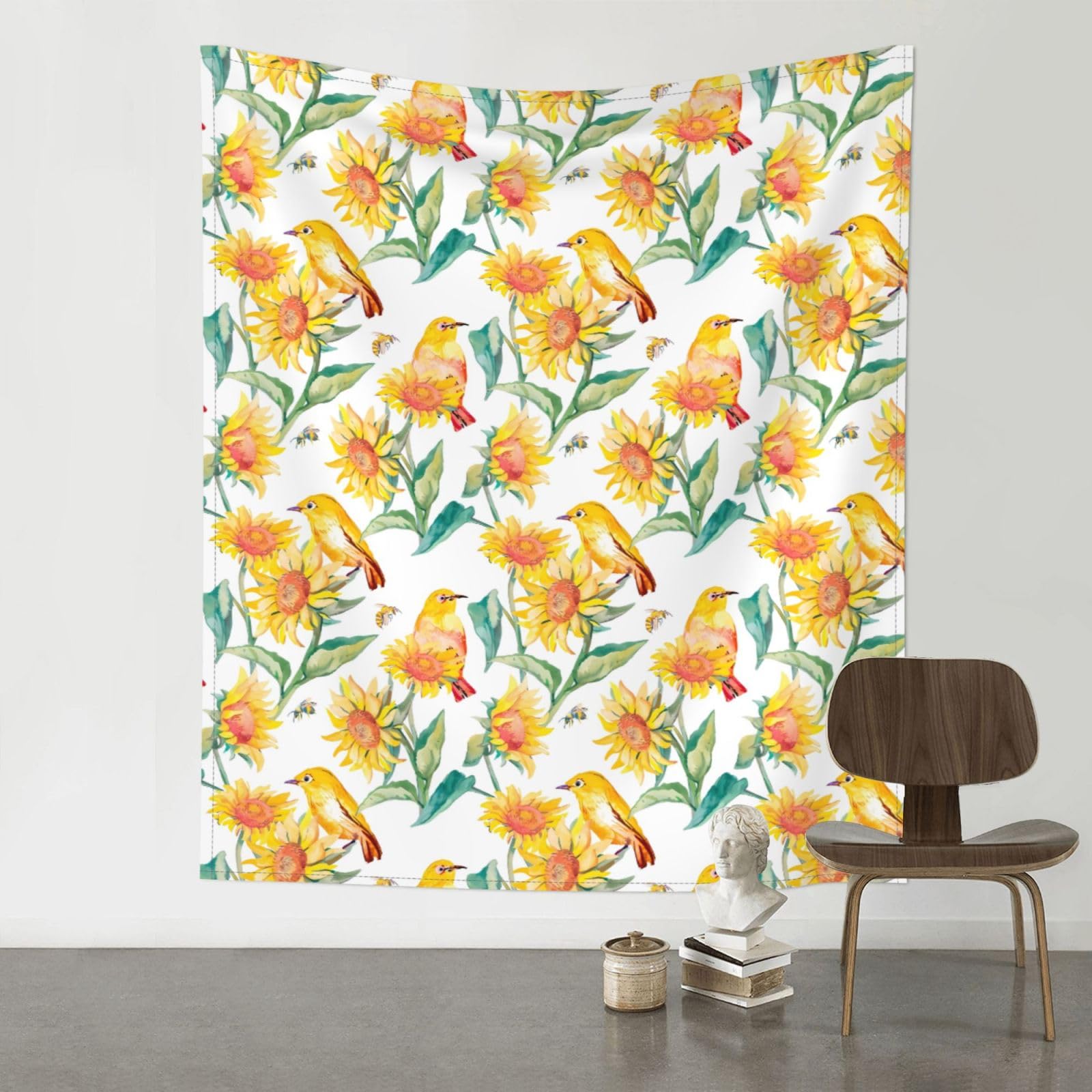 HJFCZH sunflower and bird Prints Wall Tapestry 60x51in – Boho Decor Throw for Bedroom, Dorm, Beach Cover & Picnic Blanket