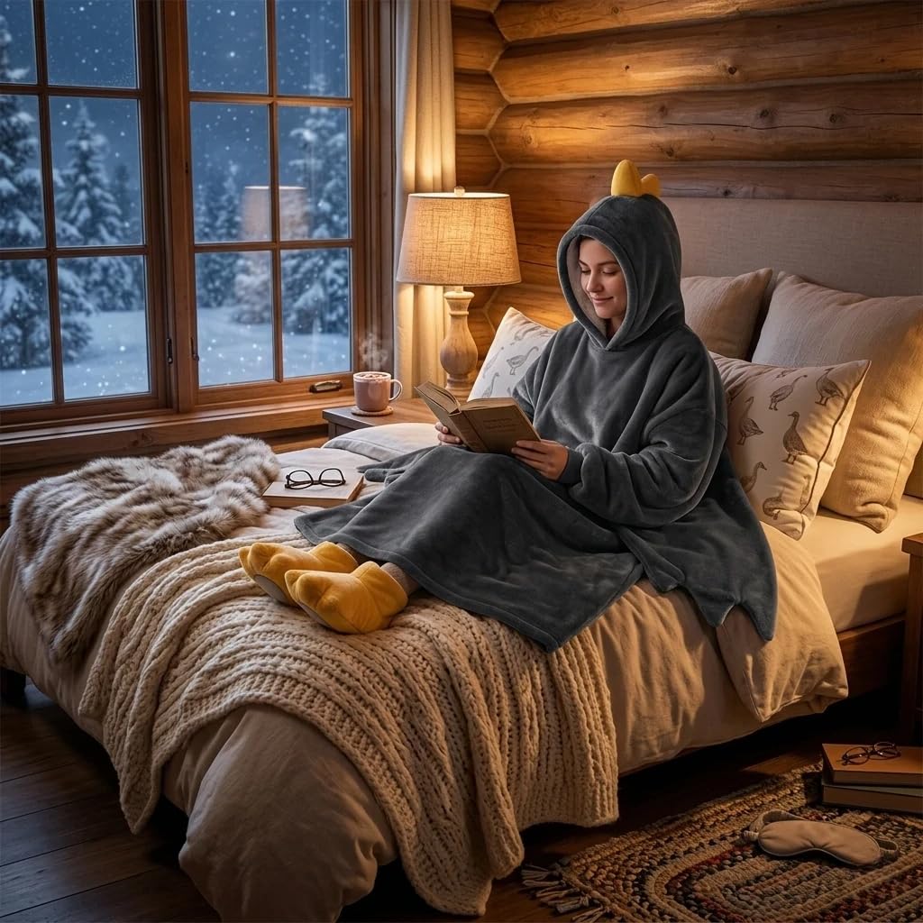 Tuta con cappuccio indossabile coperta d'oca, grande pigiama d'oca bianca con anatra indossabile coperta d'oca, pigiama anatra pigiama per bambini anatra oodie per casa lounge pigiami