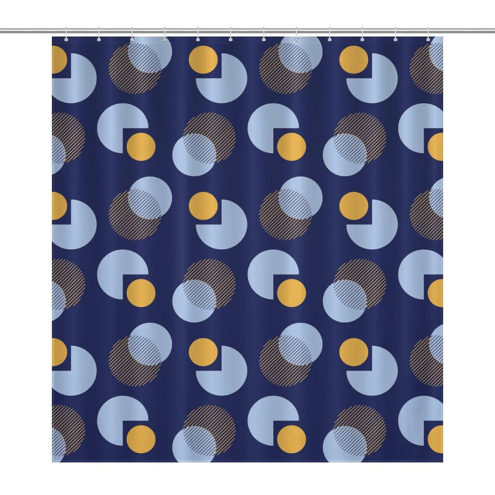 Rideau de douche 168x183 cm étanche en tissu géométrique avec anneaux de fixation inclus