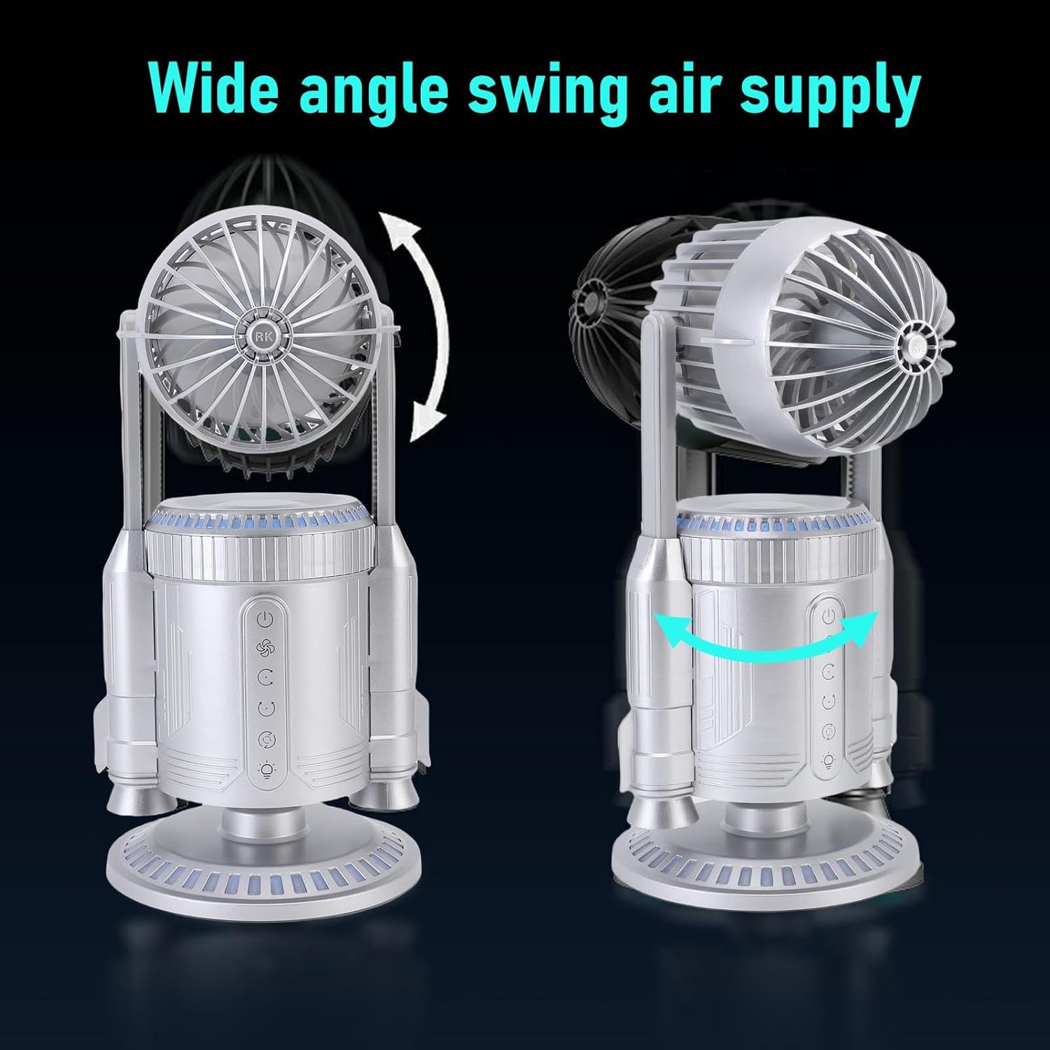 YWBL-WH Small Mist Spray Desk Fan Mini USB Cooling Fan with Dynamic LED Effects 360 Rotating Quiet Fans for Gaming Room Office Bedroom