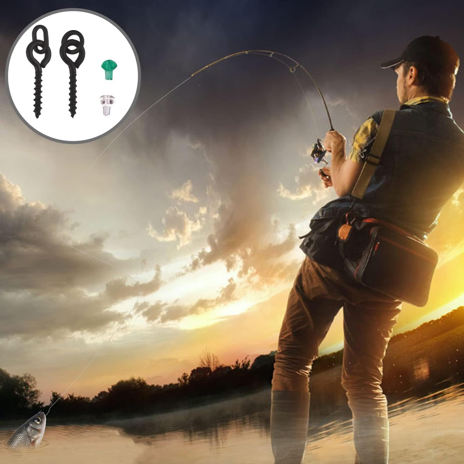 FYSL Juego de 140 anzuelos de pesca, 40 unidades, rosca, 100 unidades, topes de anzuelos, ganchos de pesca, círculos ovalados, anzuelos de pesca, accesorios para aparejos de pesca