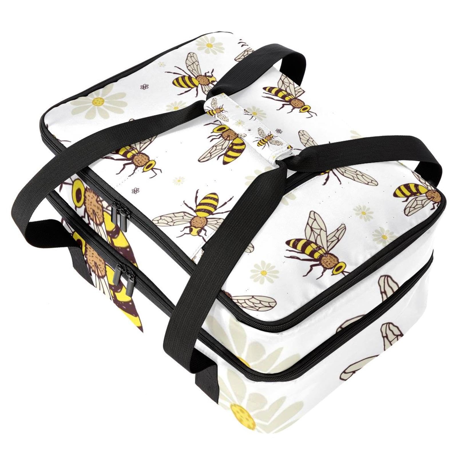 Grand sac à déjeuner isotherme pour homme et femme, double couche, étanche, étanche, réutilisable, sac fourre-tout pour le travail, l'école, le pique-nique, la plage, le camping, les voyages, motif