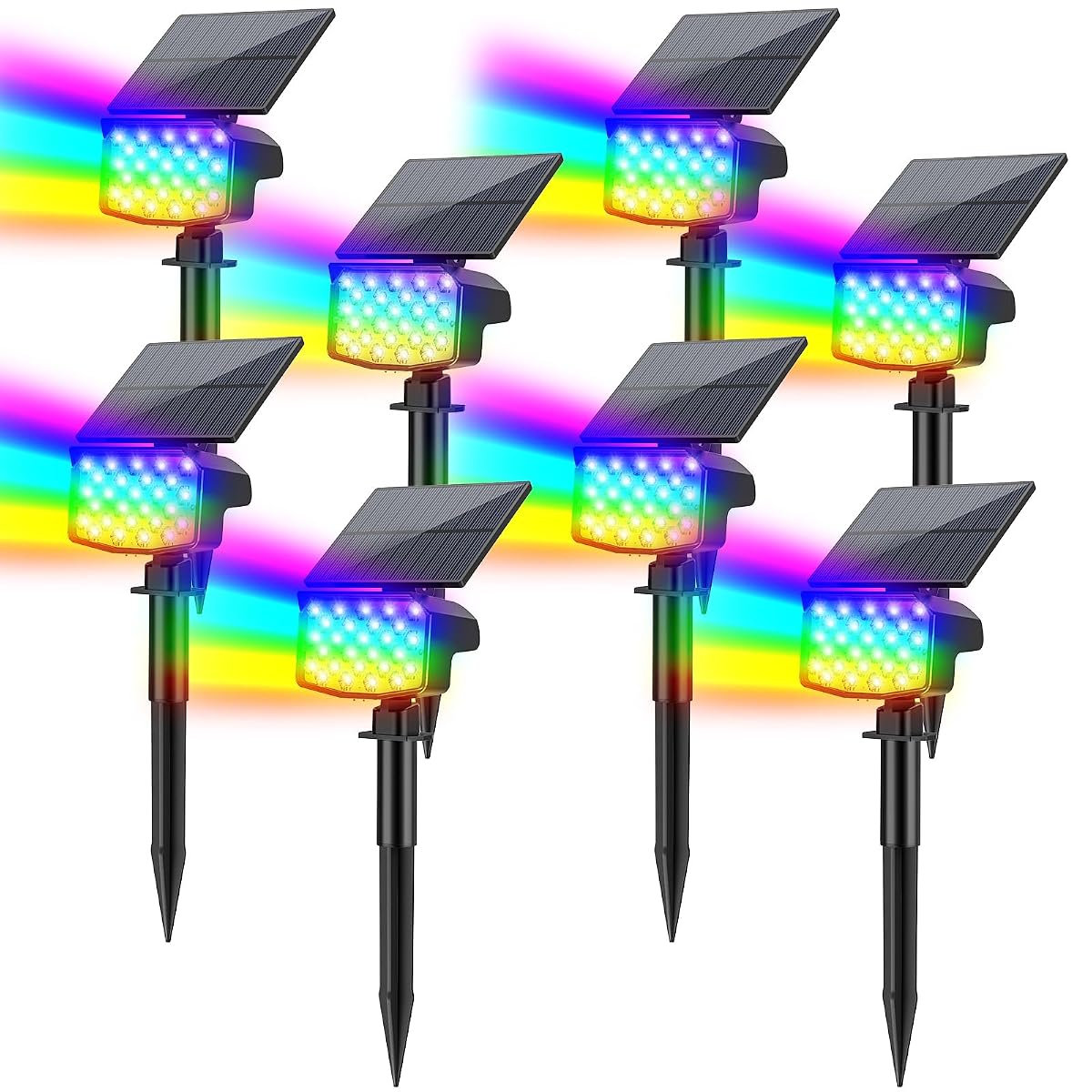 Minpea Solar Color Changing Spot Lights Outdoor, [9 Modes/8 Pack] Solar