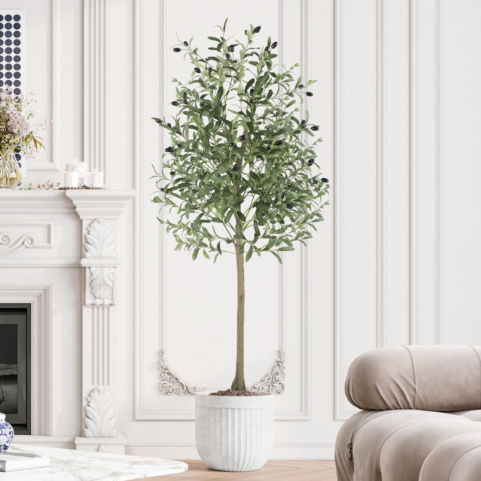 YOLEO 5FT Artificial Olive Tree Faux Silk Olive Plant for Home Office Decor Indoor Lifelike Fake Tree (Style 3)