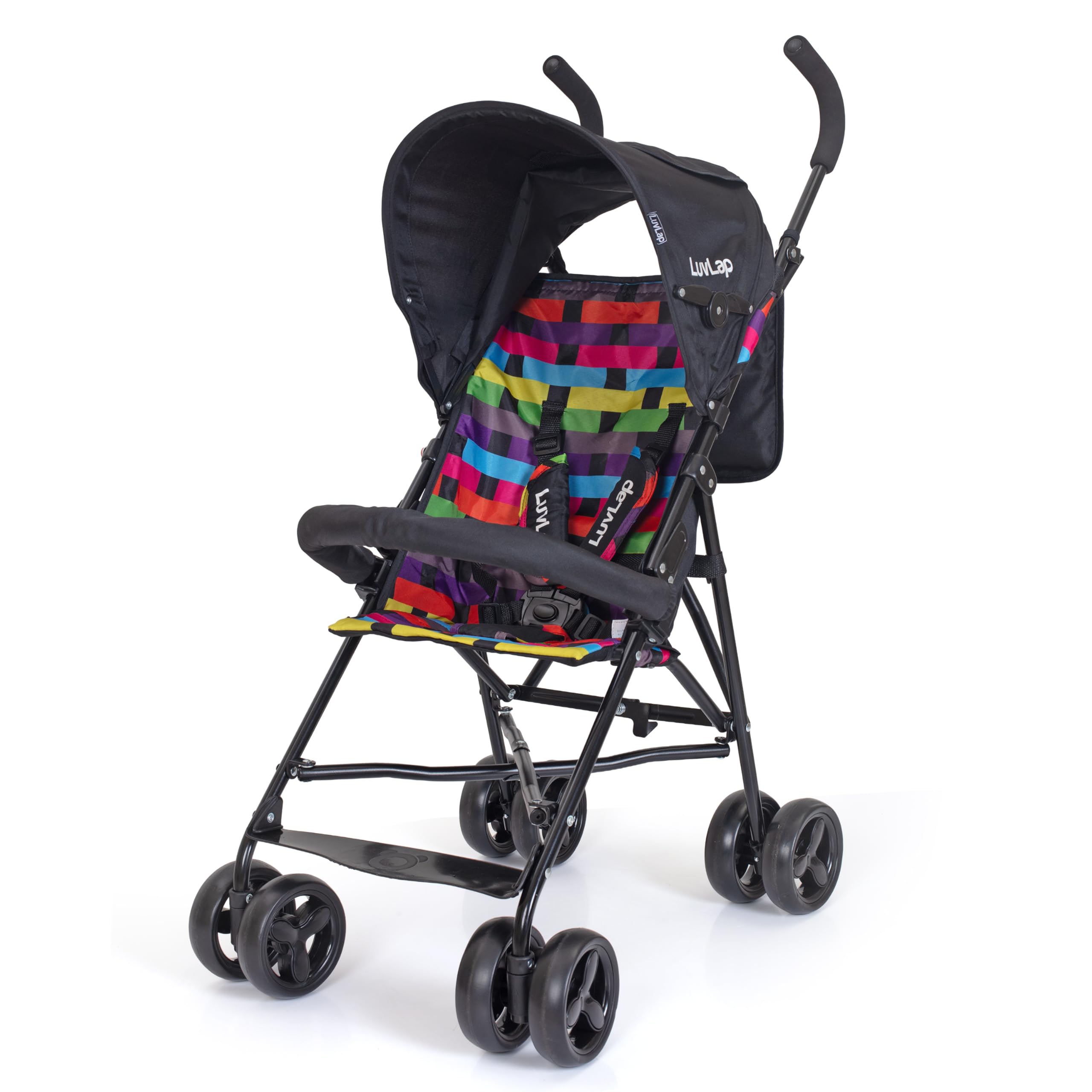 LuvLap Tutti Fruti Baby Stroller/Buggy, Lightweight, Compact & Travel Friendly Baby Pram for 6-36 Months, 5 Point Safety Harness, Adjustable seat Recline, Extendable Canopy, Upto 15Kg (Printed Black)-image-21
