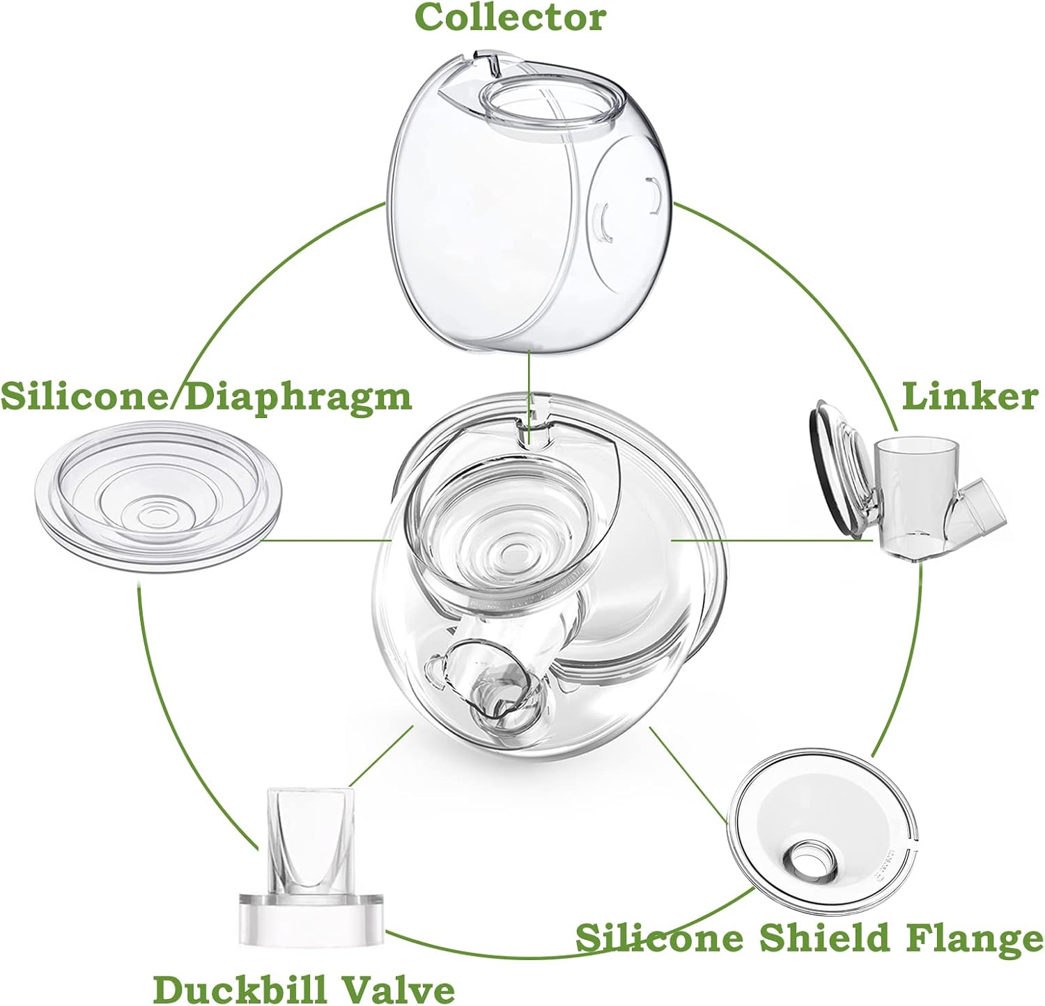 Wearable Breast Pump Accessories Milk Collector Cup,Compatible with TSRETE S12/S9,Kmaier S12 Wearable Breast Pump,Overall Collector Cup 24MM