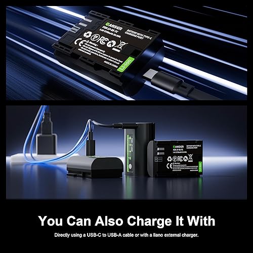 Miniatura 2 de Paquete de 3 baterías de repuesto LP-E6N LP E6 con carga USB, 2750 mAh x3 Tipo-C carga batería recargable para cámara Canon EOS 5DS R5 R6 R7 6D 7D