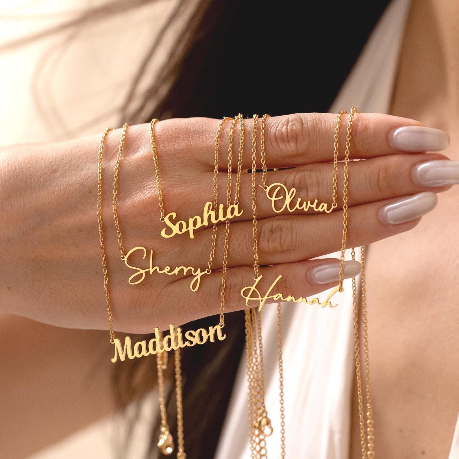 Personalizzato collana con nome, argento collana con nome, su misura scritta ciondolo damigella Natale per lei, mamma