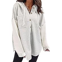 Oversized Sweatshirt for Women Loose Fit Casual Long Sleeve Button Hooded Sweatshirts Hoodies with Pocket