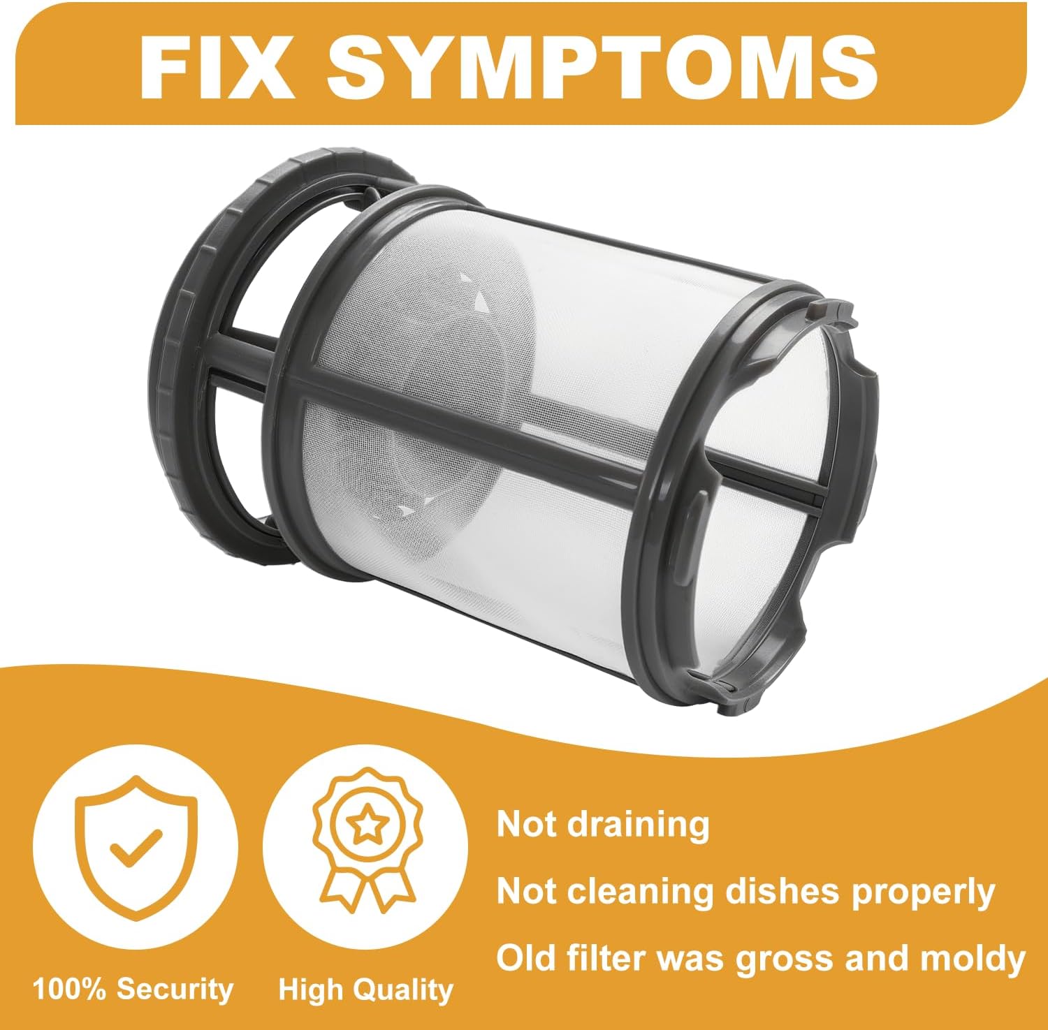 W10872845 Dishwasher Pump Filter Cup for Whirlpool Kenmore Amana Kitcheniad Dishwasher filter Replaces 8579307 W10056425 W10056426 AP6030094