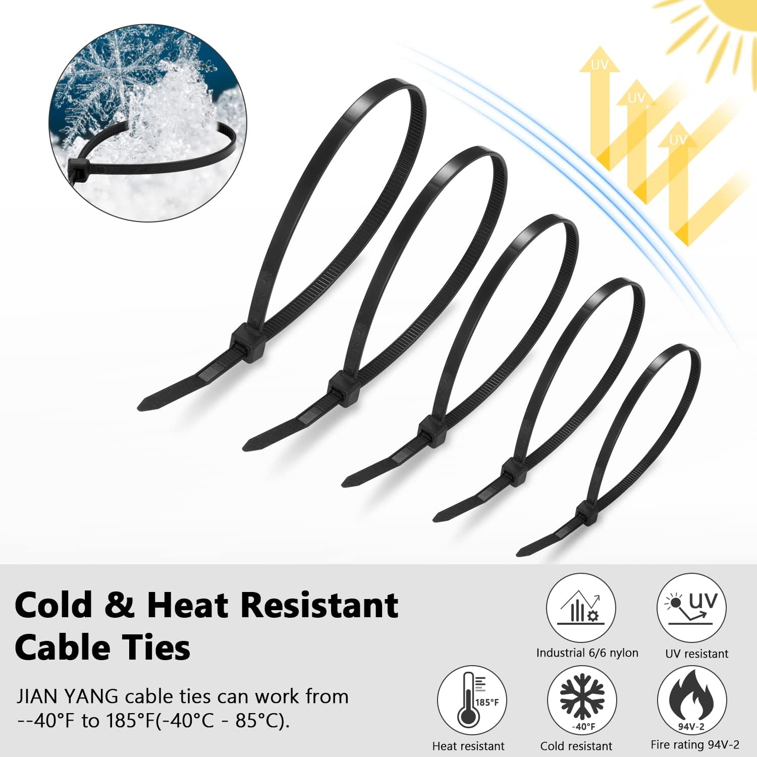 510pcs Cable Zip Ties, 4+6+8+10+12-Inch Nylon Zip Tie Heave Duty, Self-Locking Wire Management Ties with 50 Pounds Tensile Strength Assorted Adjustable Tie Wraps for Home, Office, Garden and Workshop