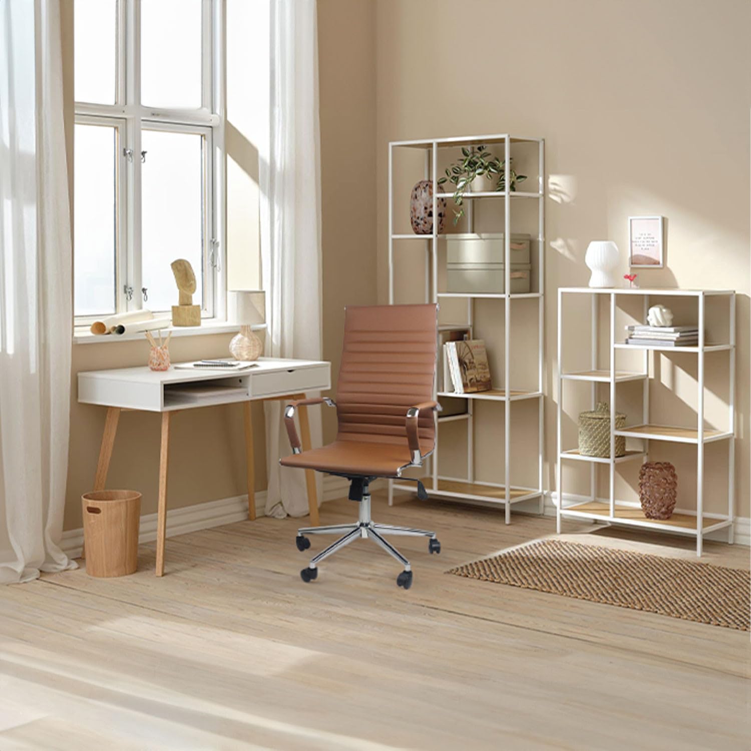 THINIA HOME Silla, Acero, Marrón, Regular