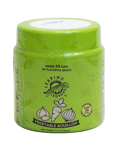 Caldo de verduras de leopardo saltando