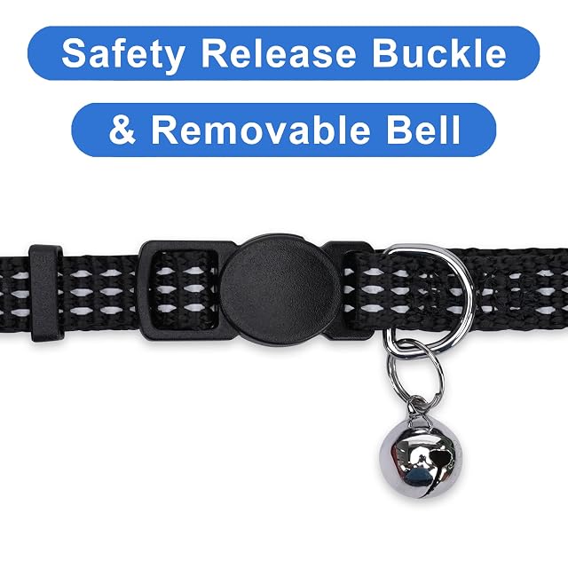 Foto 3 de 8 de Pawtitas Collar para Gato Ajustable Reflectante con Hebilla De Seguridad y Campana Desmontable - Negro