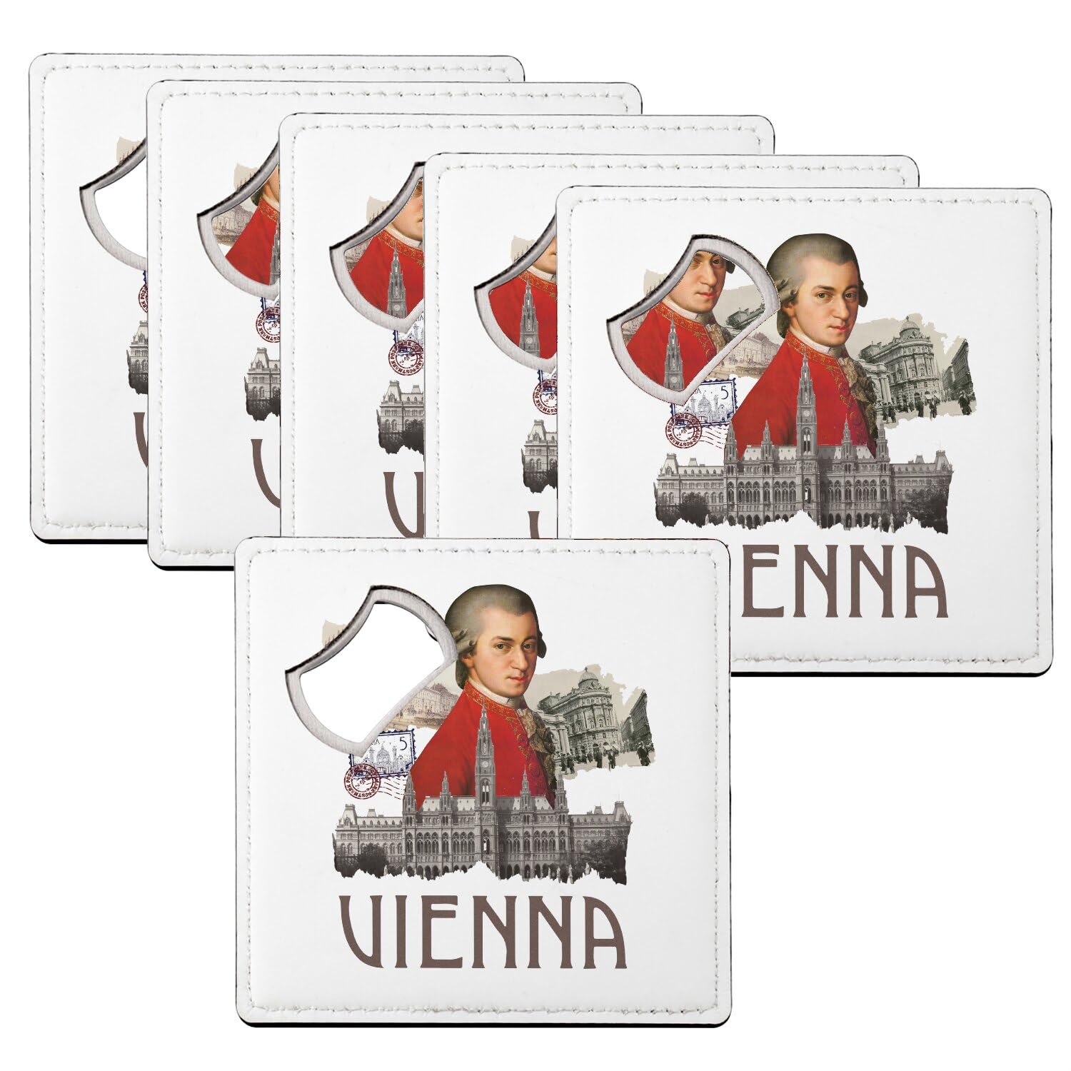 Sous-verre décapsuleur contre les taches de table, lot 6 dessous de verre Vienne Autriche Mozart