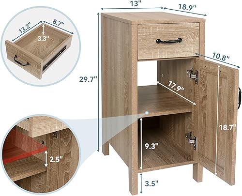 Miniatura 3 de Puluomis Mueble de baño con armario de almacenamiento de baño, 28 pulgadas, moderno, color natural, soporte de madera, pedestal, armario de baño con