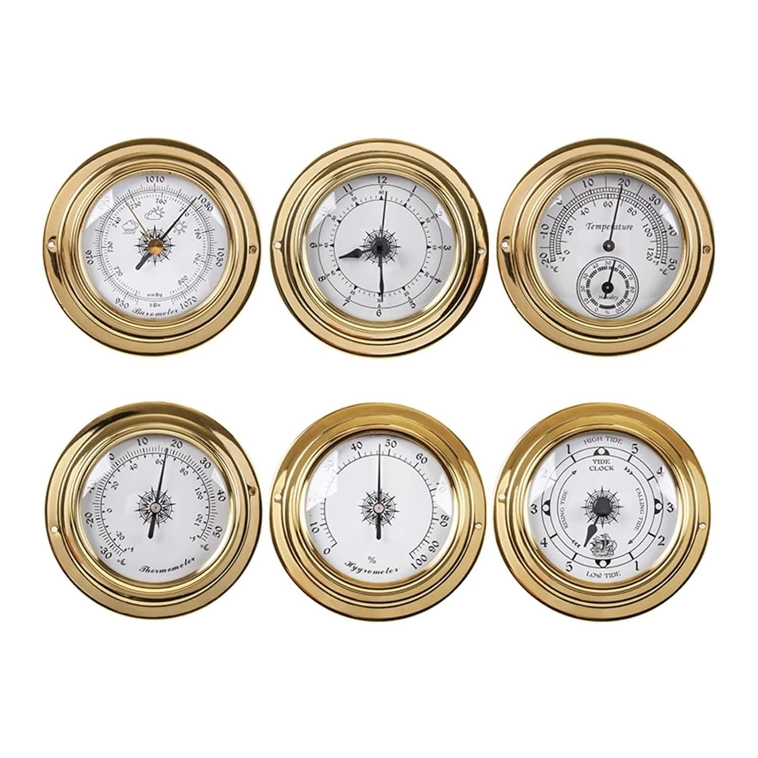 MIUYTRN 壁掛け式気圧計 温度計 湿度計 時計 潮見時計 屋内屋外用温度湿度計 cuicui(Humidity meter)