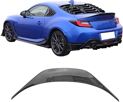 IKON MOTORSPORTS, Trunk Spoiler Compatible with 2022-2026 Subaru BRZ & Toyota GR86, TRD Style Carbon Fiber Print ABS Rear Trunk Lid Spoiler Wing Lip