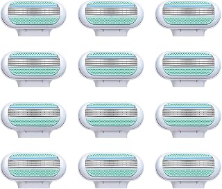 12 Pieces Venus Women's Razor Blades Replacement Blades Venus Shaver 3 Protective Pads with Moisturizing Formula, Ideal for Sensitive Skin and Intimate Area, Long Lasting Shave