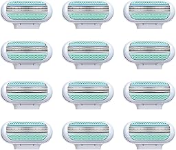 12 Refills for Women's Hair Removal Razor, Razor Blades with 3 Layers of Stainless Steel, Durable and Soft Blades, Compatible with Venus, Shaving for Body Hair and Armpits