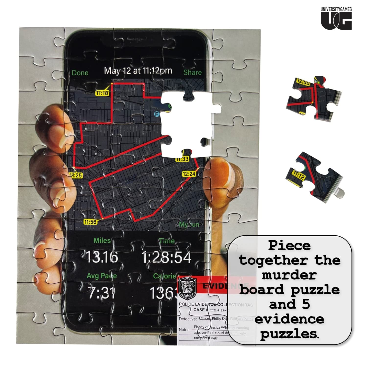 University Games Murder Mystery Case Files – „Murder On The Underground“ Puzzle, 750 Teile + Beweis-Puzzles
