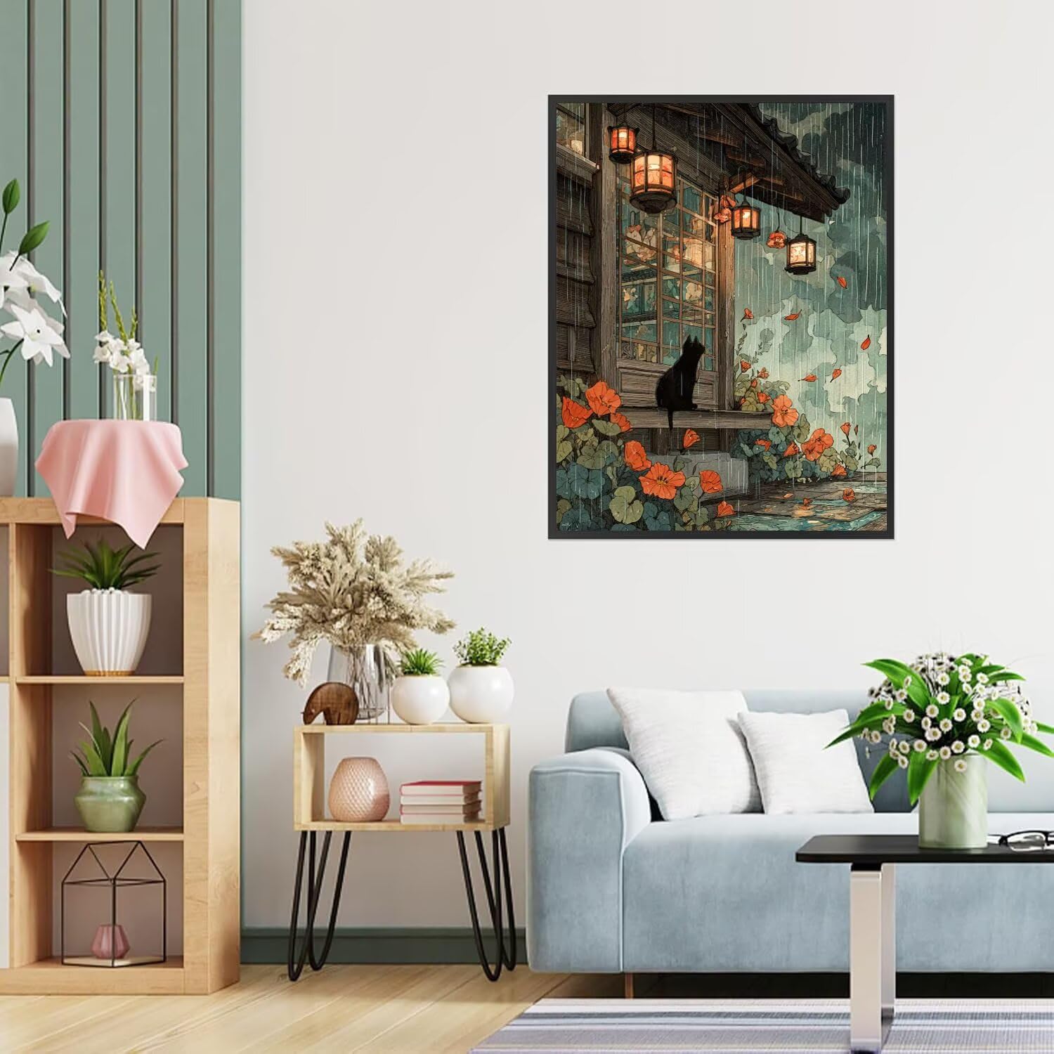 Dipingere con i Numeri Adulti gatto, pioggia Dipingere con i Numeri Bambini DIY Kit, Set Premium con Pennelli, Decorazione Casa & Creativo Regalo di Compleanno, Attività di Tempo libero 70x95cm z-301