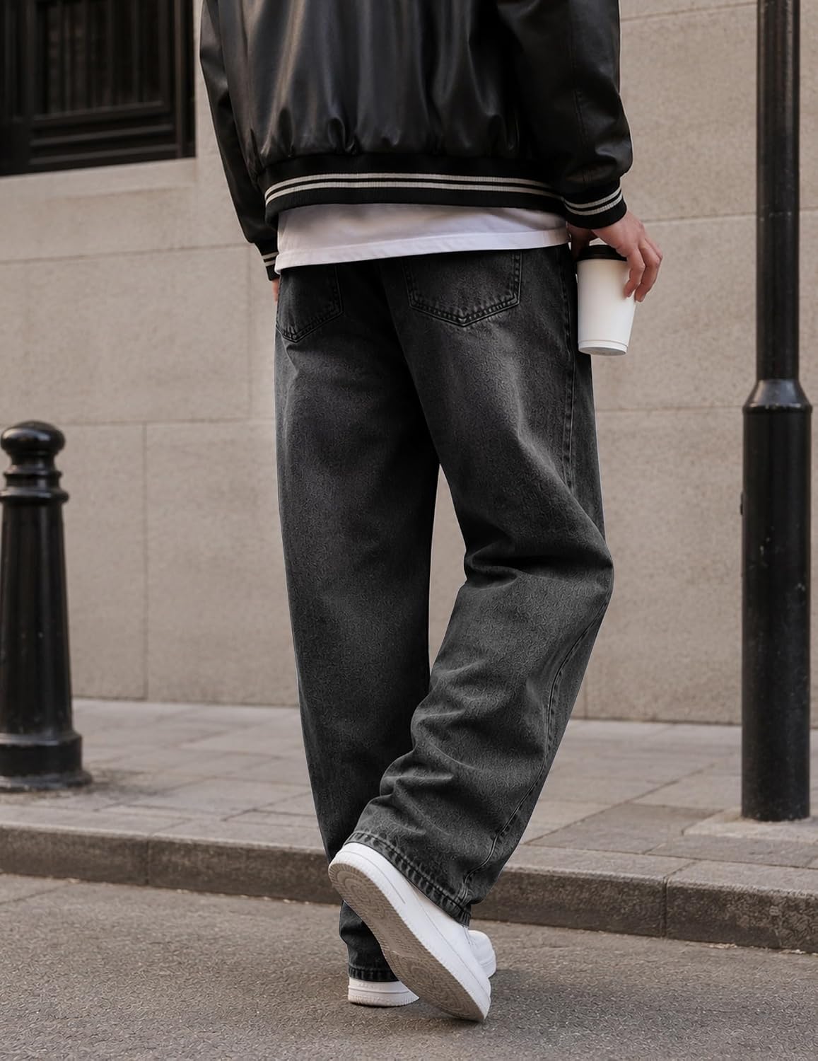 Dokotoo Men Mens Baggy Wide Leg Jeans Loose Fit Denim Pants image 3