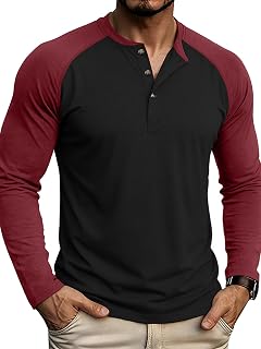 Generic Men's Raglan Long Sleeve Henley Shirts
