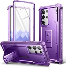 Dexnor for Samsung Galaxy S22 Ultra Case, [Built in Screen Protector and Kickstand] Heavy Duty Military Grade Protection Shockproof Protective Cover for Samsung Galaxy S22 Ultra 5G,Pruple Purple