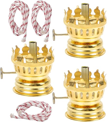 Miniatura 6 de Quemador de lámpara de aceite de queroseno de latón: 3 piezas de repuesto, soporte de chimenea, base roscada para lámparas antiguas