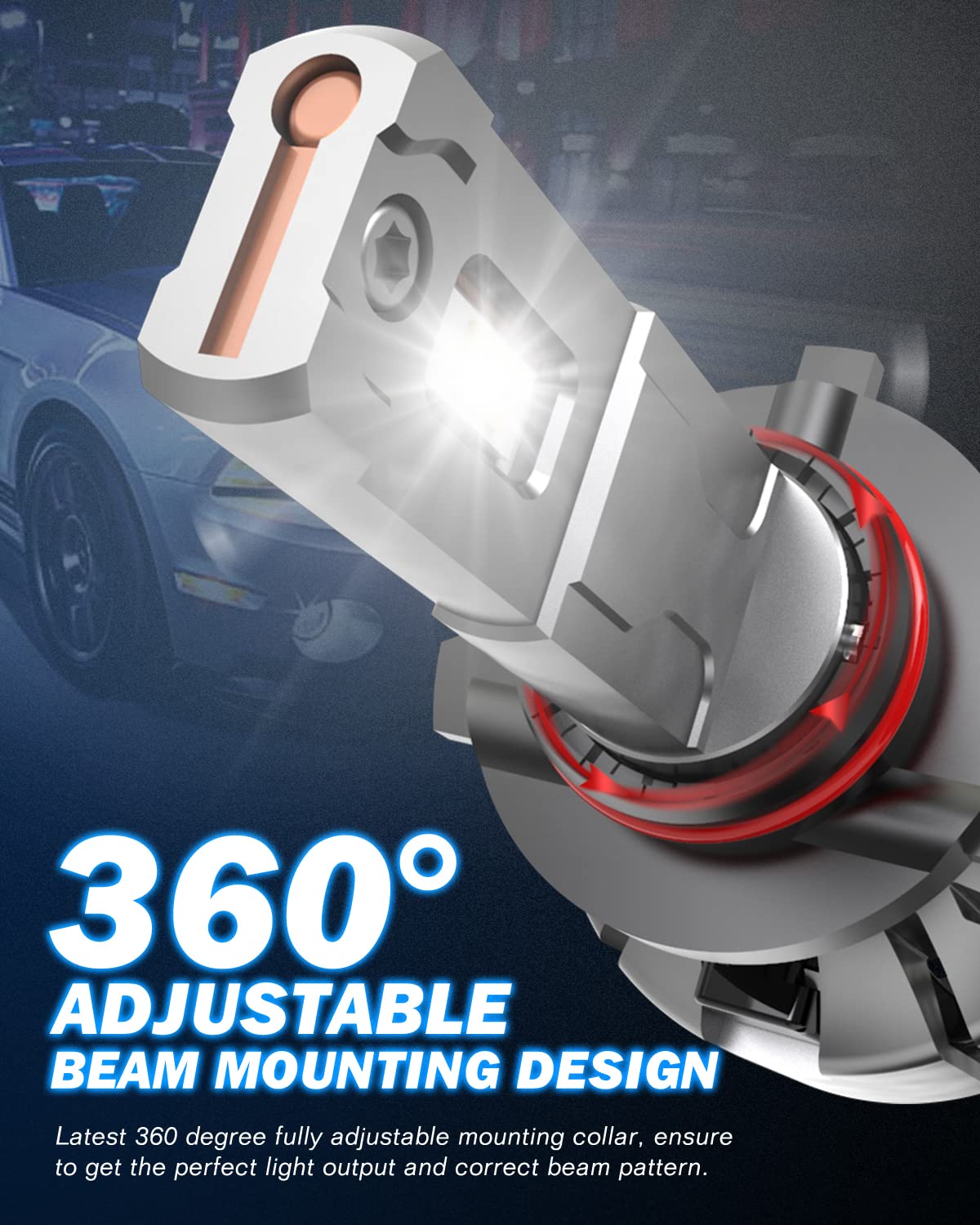 Żarówki LED HB4, KATUR 110W 20000LM 9006 LED Światła Przednie Canbus Super Jasne 6000K-6500K Xenon Biały IP65 Wodoodporny Plug An Play, Zestaw 2 Szt.