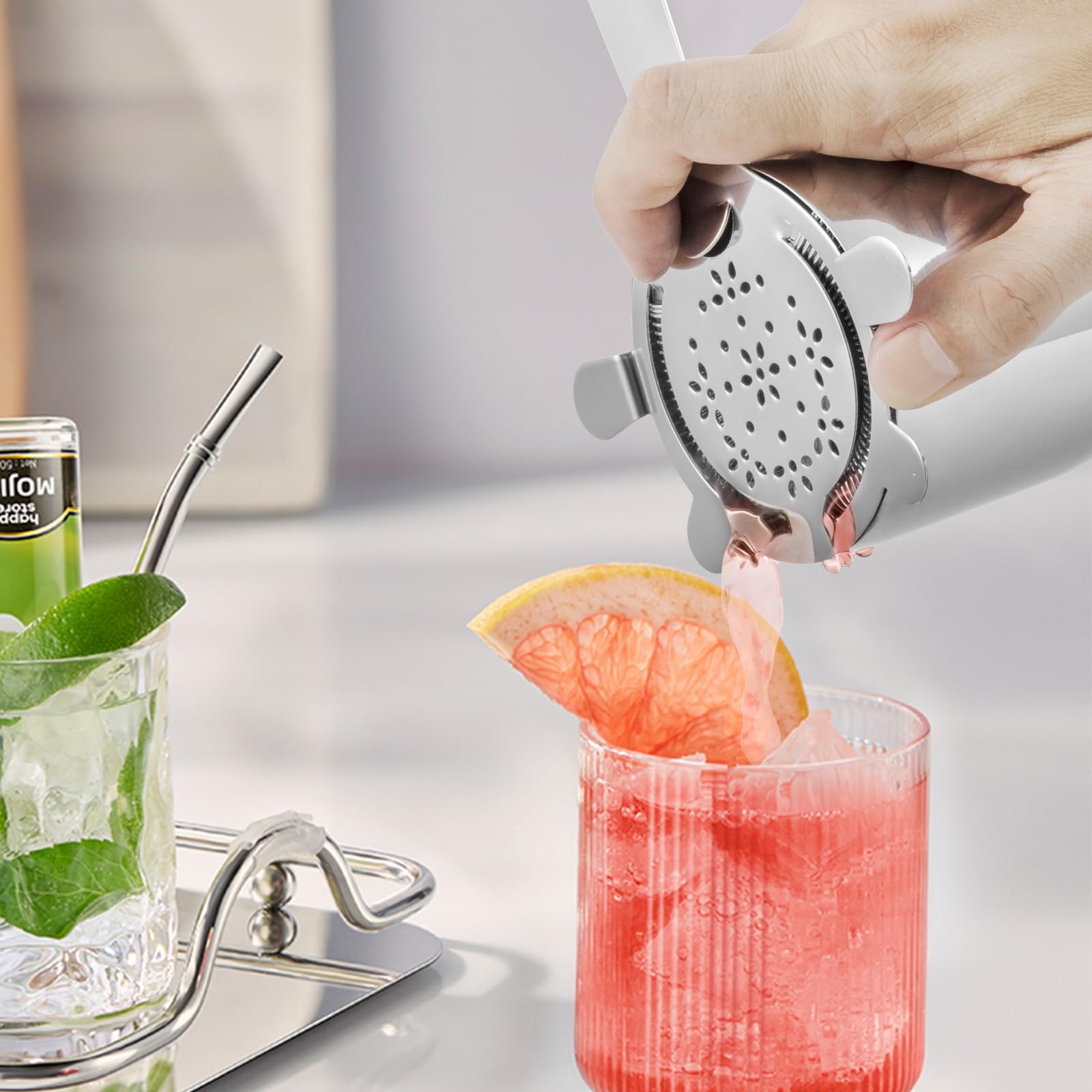 Hawthorne - Colador de cóctel - Filtro de bebida de acero inoxidable para camareros | Colador de hielo para coctelera, vidrio mezclador, accesorios de bar en casa, herramienta de mezcla, apto para 4